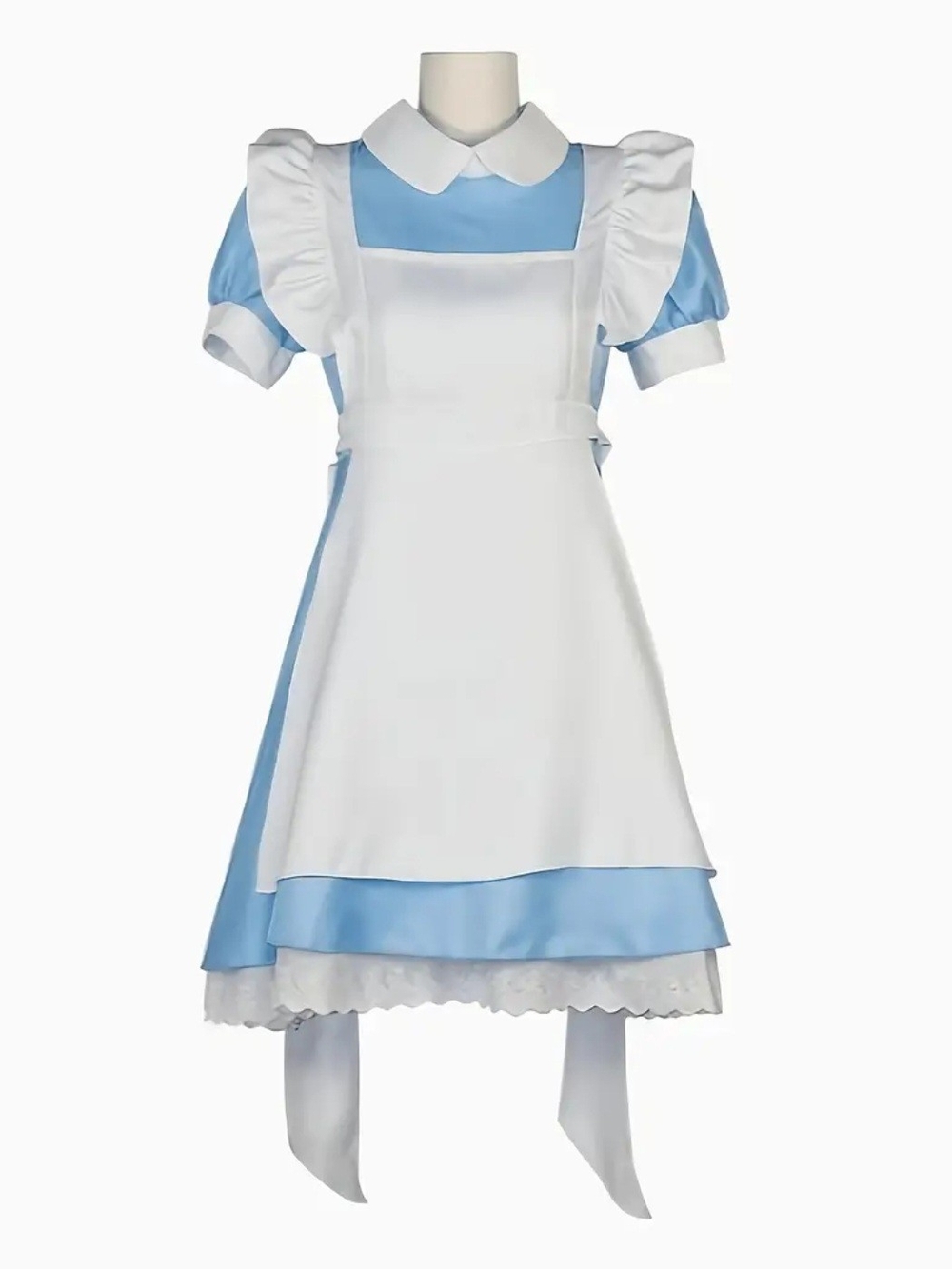 Classic Blue and White Ruffled Apron Dress Alice In Wonderland Halloween Costume